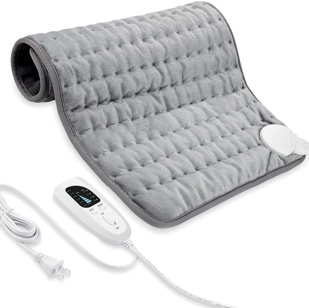 Heating pad Electric Heat Pad for Back Neck Shoulder Knee Arms Legs- Electric Heat Pads with 6 Heat Settings -Auto Shut Off (24x20, Silver Gray)