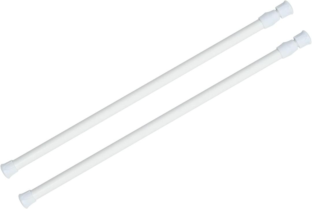 KXLife 2 Pack Spring Tension Curtain Rod for Window 28 to 48 Inch, Adjustable Expandable Small Curtain Tension Rods No Drill for Kitchen, Bathroom, Doorway, Cupboard(White)