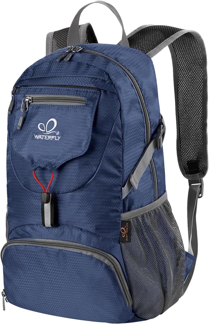 WATERFLY Small Lightweight Packable Backpack: 20l Ultra Light Foldable Travel Hiking Camping Daypack Day Pack for Man Woman (Dark Blue)