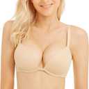 Wingslove Women's Push Up Bra Deep V Plunge Underwire T-Shirt Bra Multiway 2 Cups Up(Nude,36C)
