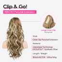 REECHO Ponytail Extension, 18" Claw Clip Ponytail Extension Wavy Ponytails Hair Extensions Jaw Clip on Pony Tails Natural Synthetic Hairpiece for Women Daily, Medium Blonde with Blonde Highlights