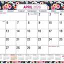 Desk PAD: 22" x 17" Large Print Desk Pad Calendar, APR 2026 - DEC 2027, 21 Months, (Small Navy Floral)