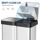 Garvee 13 gal Dual Compartment Trash & Recycling Bin - Soft Close Lid Kitchen Garbage Can, Stainless Steel Step Pedal, Space Saving Design for Home/Office (50 L 2x25 L, No Inner Bucket)