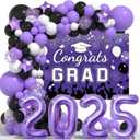 Graduation Decorations Class Of 2026: Purple and Black 2026 Graduation Balloons Arch Kit Congrats Grad Backdrop 136PCS Party Supplies for High School & College Celebrations