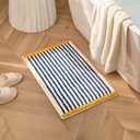 GIB Bathroom Rugs Mat 24" x 16", Extra Soft Absorbent Plush Fluffy Bath Rugs, Non-Slip Washable Bath Mats for Bathroom Floor Shower Home Decor Accessories, Blue & White Striped with Yellow Accents