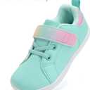 WateLves Toddler Little Kid Wide Barefoot The First Walking Shoes Girls Boys Leather Uniform Dress Shoes Lightweight Splay Naturally Minimalist Sneakers (Green)