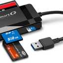 SmartQ C368 USB 3.0 Card Reader - Plug & Play, Compatible with Apple & Windows, Supports SD, Micro SD, MS, CF Cards