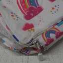 rockpapa Kids Lunch Bag for Kids with Strap, Waterproof, Stain & Oil-Resistant, Insulated LunchBag, Reusable Lunch Tote Bag Holds Lunch Box, Water Bottle & Snacks for School (White Rainbow)