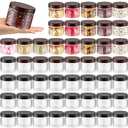 Mifoci 50 Pcs 9.5oz Clear Plastic Jars Containers Wide Mouth Food Storage Jar for Kitchen Dry Food Butter Honey Cosmetics Cream, Black and Brown (3.35''l x 2.56''h)