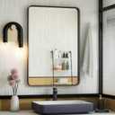 ISKM Black Framed Mirror for Wall 20"x 30", Bathroom Vanity Mirror Anti-Rust, Tempered Glass, Rounded Rectangle Mirror(Horizontal/Vertical)