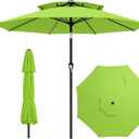 AreShark 10ft 2 Tiers Patio Umbrella - Outdoor Umbrella Waterproof UV Protection, Market Table Umbrella w/Push Button Tilt&Crank for Pool, Porch, Garden(Apple Green)