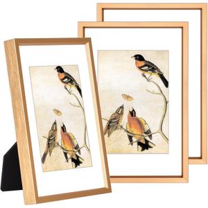 3.5x5 Picture Frame Set of 3, Gold Metal Photo Frames with HD Glass, Fits 2.5x3.5 with Mat or 3.5x5 without Mat, Wall Hanging and Table Display
