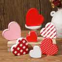 GlikCeil 7 Pcs Valentine's Day Wooden Heart Signs Valentine's Day Decorations Red Pink Heart Tabletop Centerpiece Rustic Tiered Tray Decor for Valentines Wedding Anniversary Farmhouse Party
v