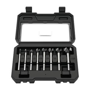 8 Piece Forstner Bit Set, Made of Alloy Steel, Forstner Bits for Woodworking, Auger Opener Round Shank Drilling Cutting Tool for Hardwood, Softwood, Plastic, Plywood with Storage Case