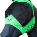 T TEKE Fine Mesh Horse Fly Mask w/No Ears, UV Blocking 3D Eye Visor with Extra Fleece Cushioned Forehead, Protection from Insect Pests (Full, Green)