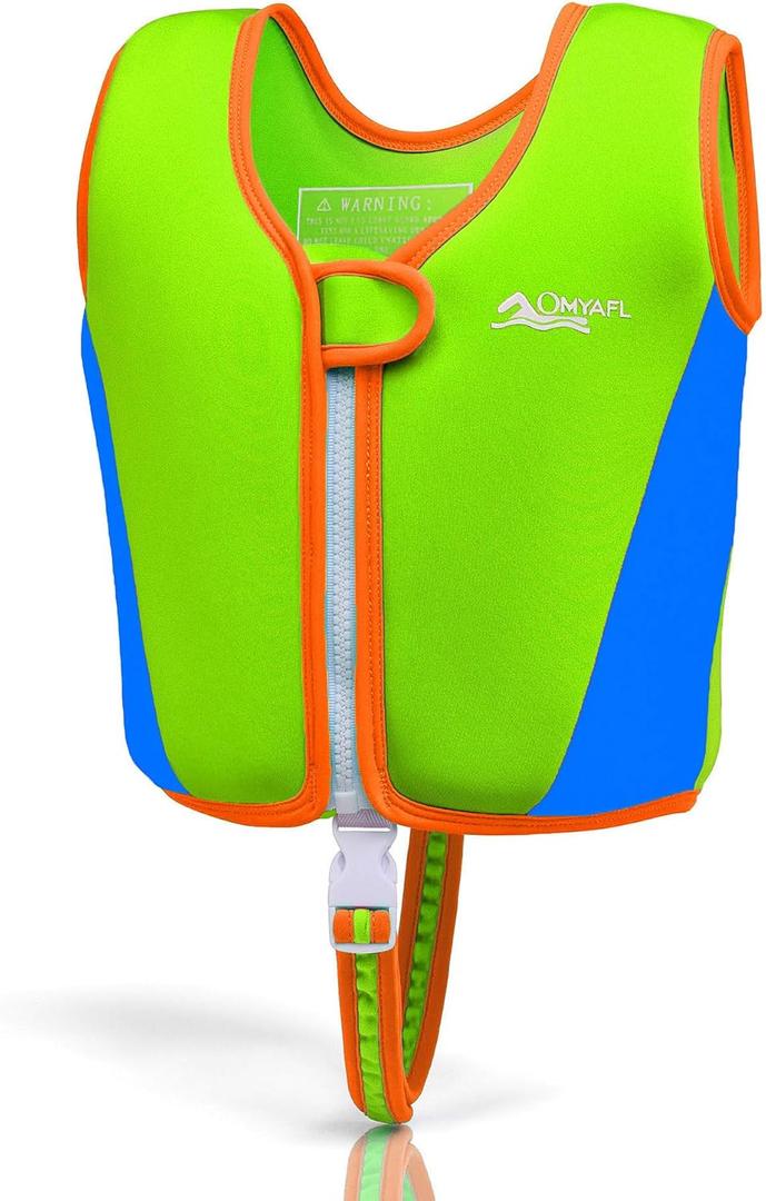 OMYAFL Toddler Swim Vest Kids Floaties Boys Girls Swim Float Jacket Buoyancy Swimwear (Green, Medium(2-4yrs/33-45lbs))