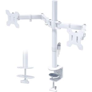 BONTEC Dual Monitor Desk Mount, Full Motion Adjustable White Monitor Stand for 13–27 Inch Screens, Heavy Duty Arms Hold 22 lbs Each, VESA 75x75/100x100, C Clamp and Grommet Base, Cable Management