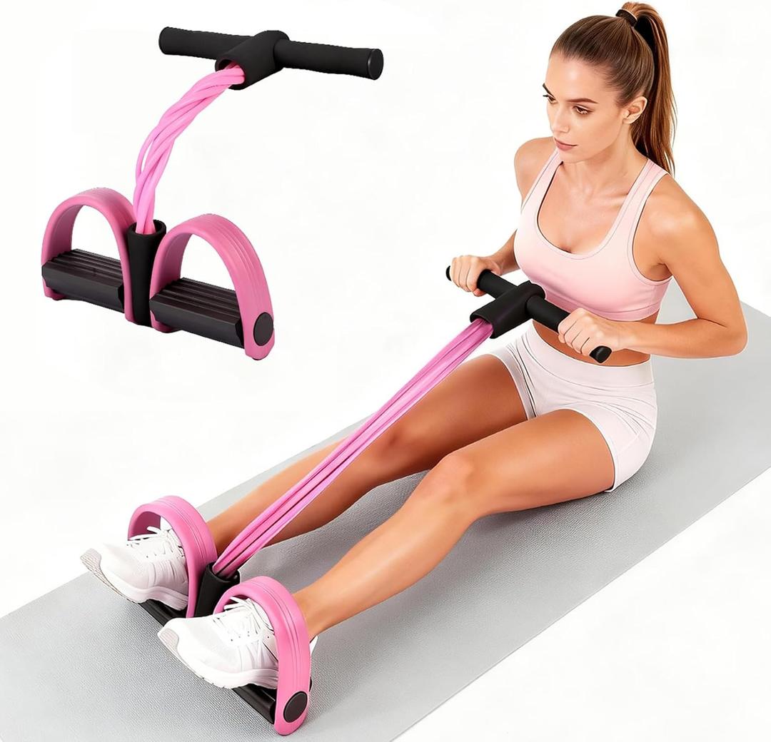 Multifunction Tension Rope, 6-Tube Elastic Yoga Pedal Puller Resistance Band, Natural Latex Tension Rope Fitness Equipment, for Abdomen/Waist/Arm/Leg Stretching Slimming Training (Pink)
