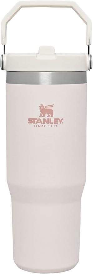 Stanley IceFlow Flip Straw Tumbler with Handle 20 oz | Twist On Lid and Flip Up Straw | Leak Resistant Water Bottle | Insulated Stainless Steel |BPA-Free | Rose Quartz