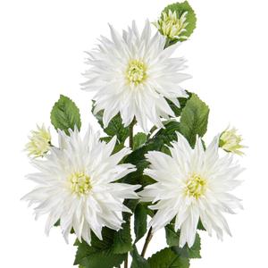 3Pcs White Artificial Dahlia Flowers 29.5" Fake Flower Silk Flowers with Long Stem Floral Arrangements Bouquets Faux Dahlias Flowers for DIY Wedding Party Centerpieces Decor Home Office Decoration