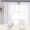 OVZME White Crushed Voile Extro Wide Sheer Curtains 90 Inches Long 2 Pieces, Textured Light Filtering Sheer Window Drapes, Farmhouse Pinch Pleated Curtains for Sliding Glass Door, 2x60Wx90L Inches