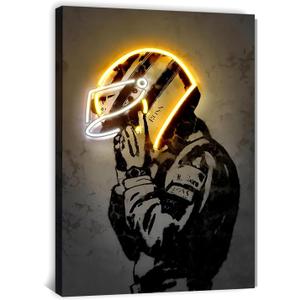 Sorventina Racing Wall Decor Painting, Sports Art Decor Neon Racing Poster Motorcycle Wall Art, Canvas Prints for Room, Bedroom, Bar, gamer room, Wrapped Canvas Frame(16x24, Yellow)