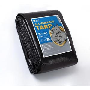 GUARD SHIELD Tarps Heavy Duty Waterproof 30x40 Feet Black Poly Tarp Cover Outdoor Thick UV Resistant Tarpaulin with Grommets 10mil