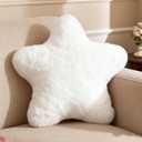 YRXRUS Star Pillows, White Star Shaped Pillow, Decorative Throw Pillow Gifts, Cute Plush Room Decor, Fluffy Faux Rabbit Fur 18"x18" Pillows for Living Bedroom
