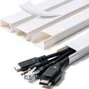 Cord Hider, 58in Cable Hider, Cord Covers for Wires on Wall, Paintable Cable Cover Raceway, Wire Hiders for TV on Wall, Cord Concealer, Cord Cable Management, 4X L14.5 W0.96 H0.58in, White