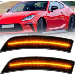 NJSBYL Amber LED GR86 Side Marker Lights Assembly for 2022 2023 Toyota GR86 Subaru BRZ Left Driver Right Passenger Side Bumper Marker Light Turn Signal Lamps Smoked Lens OEM# 84411CC000 SU00309624