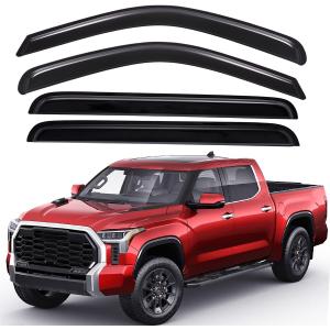 Lightronic Extra Durable Outside Mount Auto Vent Window Visors, Fits 2022-2025 Toyota Tundra CrewMax SR5/Limited/Platinum/Capstone/TRD Pro/1794 Edition/SR, UV Protection Rain Guards, Dark Smoke, 4-Pcs
