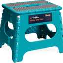 Flottian 11" Folding Step Stool for Adults and Kids Holds Up to 300 lbs,Non-Slip Folding Stools with Portable Handle, Compact Plastic Foldable Step Stool for Bathroom,Bedroom, Kitchen Ocean Blue,1PC