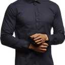 Leif Nelson Men's White Shirt Slim Fit Long Sleeve Black Men Stretch Short Sleeve Shirt Casual Shirt Boys Long Sleeve Shirt Business Wedding Leisure Short Sleeve LN3430  (XX-Large, Dark Blu)