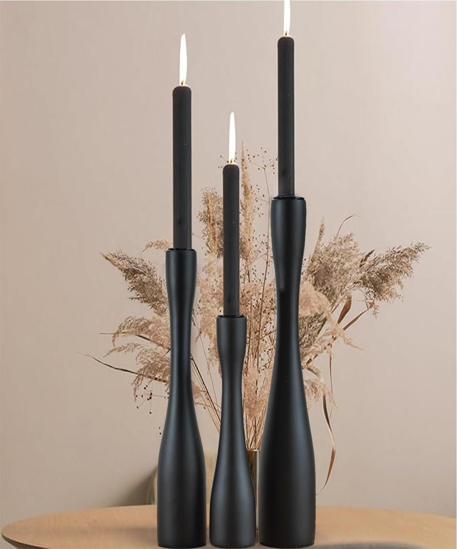 Candle Holder Black Candlestick Holders 3,Tall Taper Candle Holders Set of 3 for Candlesticks(12"/10"/7.5" H),Modern Farmhouse Candle Stick Candle Holder for Decor