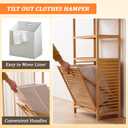 Baveke Bamboo Laundry Hamper with 3 Tier Shelves & Tilt Out Basket, Laundry Baskets Organizer Hampers Bathroom Storage Shelf for Laundry Room, Bathroom, Guest Room3-Tier, Large