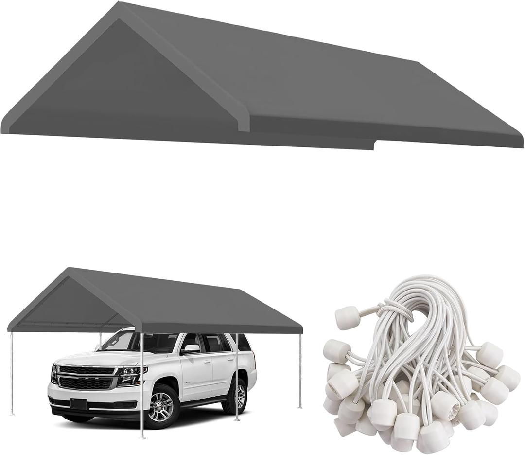 10x20 Carport Canopy Replacement Cover, Heavy Duty Waterproof Garage Tarp