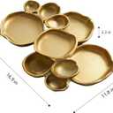 Set of 10 Gold Round Serving Bowls, 17 Inch Decorative Snack Tray Set for Chip & Dip, Nuts, Appetizers, Strong Brass & Enamel Home Decor for Entertaining, Parties, Weddings
