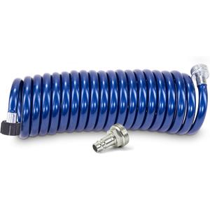 SpringHose RV Premium Polyurethane Drinking Water Safe Coil Hose with Male Adapter Plug - Lightweight Recoil Garden Hose Retractable Blue Coil Garden Hose 3/8 in by 15-Foot Made in Canada