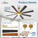 Large Ceiling Fans with Lights: Modern 72 Inch 8 Blade Outdoor Ceiling Fan with Remote APP Control - Dimmable Black Gold Big Fan light Indoor Reversible 6 Speed Quiet DC Motor,  Black and Gold 01, 72 Inch