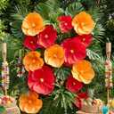 Glenmal 6 Pcs Hawaiian Paper Hibiscus Flowers 15.8 in Hawaii Summer Party Flower Decoration Large Hanging Flowers for Tropical Birthday Party Favors Supplies Tabletop Decor(6 Pcs,Hibiscus)