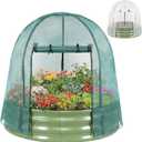 Galvanized Raised Garden Bed with Cover | 4x4x1FT Metal Planter Box Outdoor with Greenhouse PE Cover for Winter & Mesh cover for Summer | 3-in-1 Raised Bed with Windows for Easy Gardening