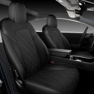 TAPHA Faux Leather Seat Cover Set for Tesla Model 3 2017-2022, Breathable and Water-Resistant, Include Seat Covers for Front and Rear Seats (Black)