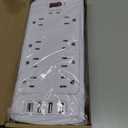6FT Surge Protector Power Strip, Nuetsa Extension Cord with 8 Outlets and 4 USB Ports, 6 Feet Power Cord (1625W/13A), 2700 Joules, ETL Listed, White