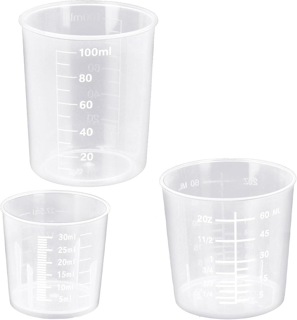 11 x DTDNZKN 3 Pack Measuring Cup Set, Includes 1 Oz (30 Ml), 2 Oz (60 Ml) and 3.4 Oz (100 Ml) Plastic Liquid Measuring Cups- Baking, Cooking, Mixing & Measuring Cups