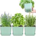 Herb Garden Planter Indoor Kit Pots for Indoor/Outdoor Plants 4 Packs Windowsill Plant Pots with Drainage and Tray, Window Pot for Indoor Plants (Green)