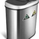 Ninestars DZT-70-11R Automatic Touchless Motion Sensor Semi-Round Trash Can/Recycler, 18.5 Gal. 70 L., Stainless Steel