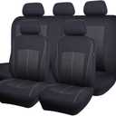 Flying Banner Car Seat Covers Full Set Universal fit Most Car,Truck,SUV and Van Comfortable Airbag Compatible Jacquard & Polyester (Full Set - Low Back, Black)