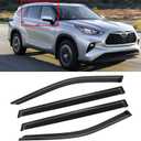 Window Visor for Toyota Highlander 2020-2025 LE XLE XSE Hybrid, Rain Guards Shields Vent Deflector Shade Wind Dark Smoke 2021 2022 2023 20 21 22 23 24, Tape-On, 4PCS
