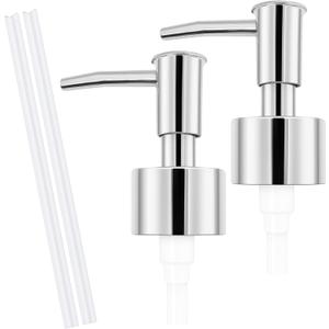 2pack Silver Soap Dispenser Pump Replacement - Soap Pump for Lotion & Regular Glass Bottles - Soap Pump Dispenser Top Replacement for Soap Dispenser PumpStandard Diameter 28/400 Neck Size