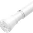 AIZESI Tension Curtain Rod for Windows 45 to 77 Inch, Adjustable Expandable Spring Curtain Rods No Drilling, Non Slip Curtain Rod for Bedroom Doorway Closet Door, White